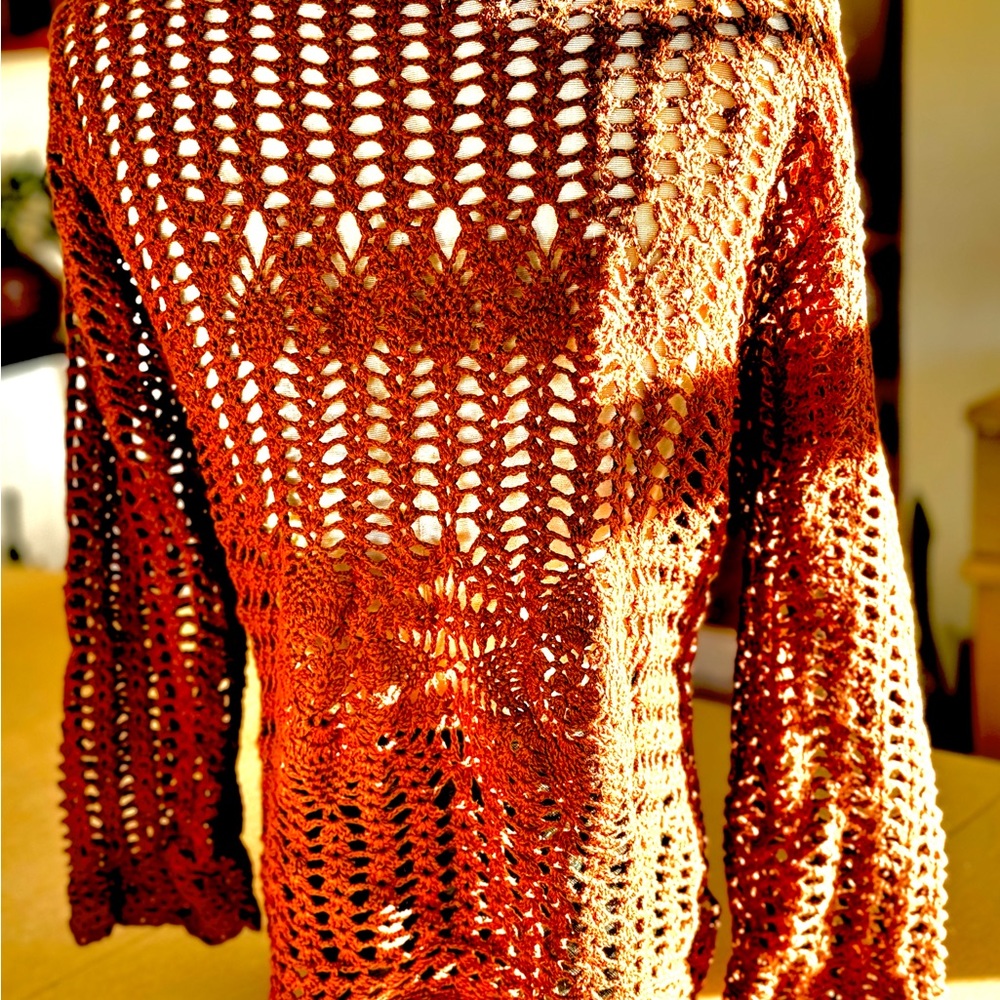 LIGHTWEIGHT CROCHETED CARDIGAN COAT - Picture 7 of 7